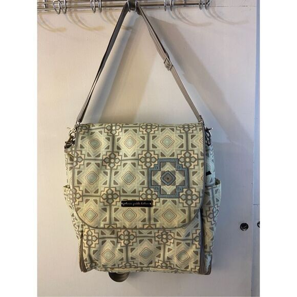 Petunia Pickle Bottom large backpack bag gray blue 17x15" rn#102931 - Picture 1 of 13